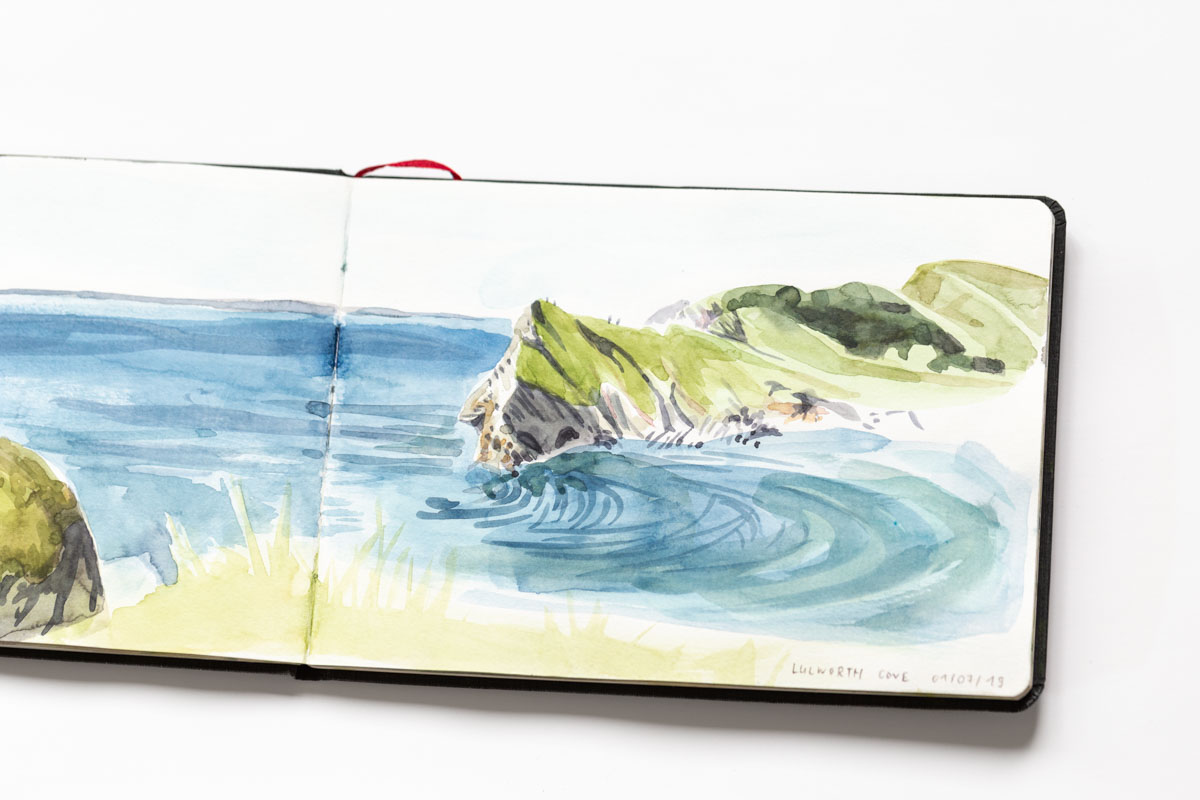 Watercolor sketch of Lulworth Cove