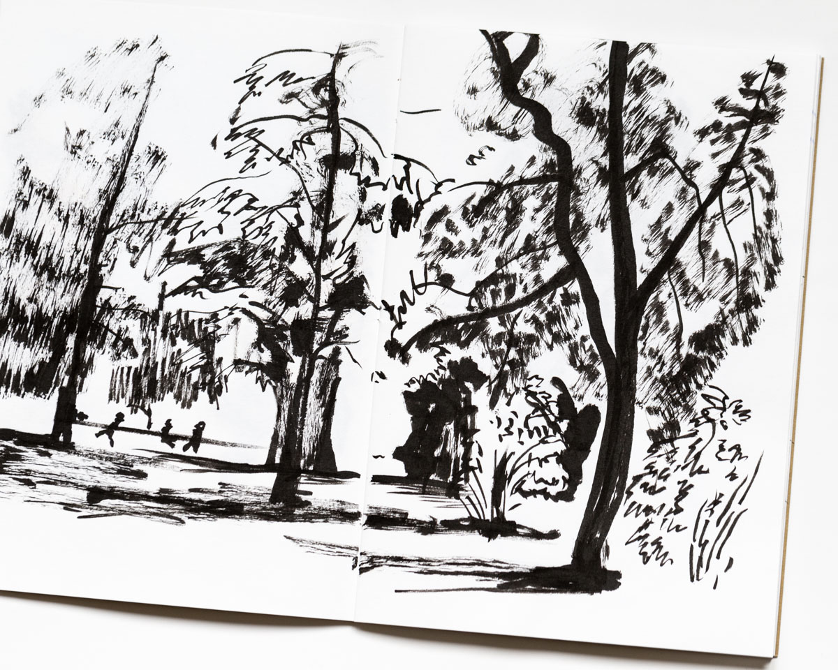 Brushpen Sketch of Rosenfeldpark Basel